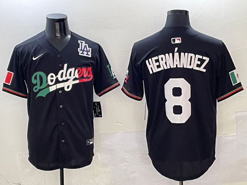 Men Los Angeles Dodgers #8 Hernandez Black Mexico Nike 2025 MLB Jersey style 9->los angeles dodgers->MLB Jersey
